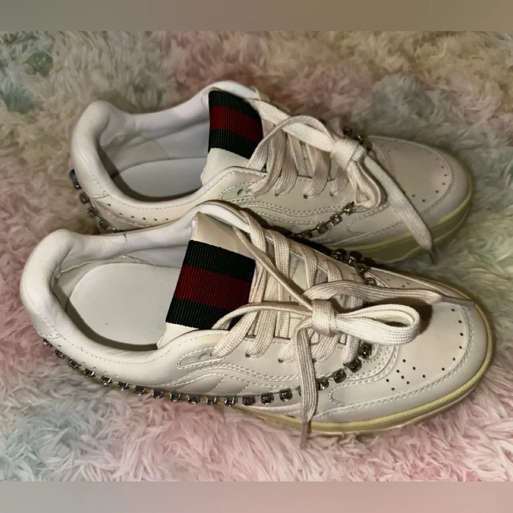 New Gucci Re-Web Crystal Chain Sneakers Size 38 - Picture 3 of 14